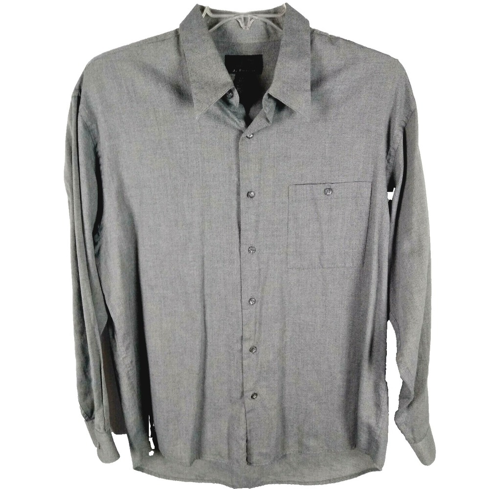 J. Ferrar Size L Large Mens Dress Shirt Pocket Button Down Long Sleeve Gray